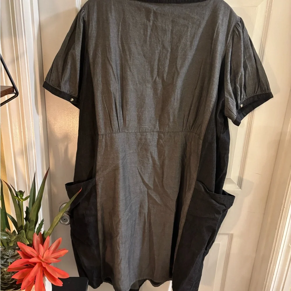 Women's Plus Size Gray & Black Short Sleeve Dress, Size 22W
